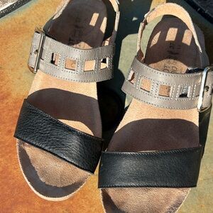 Naot Black and Gray Sandals with Metallic Accents